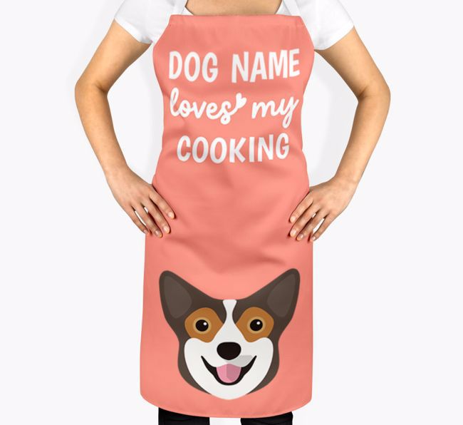 '{dogsName} Loves My Cooking' Apron with {breedFullName} Icon